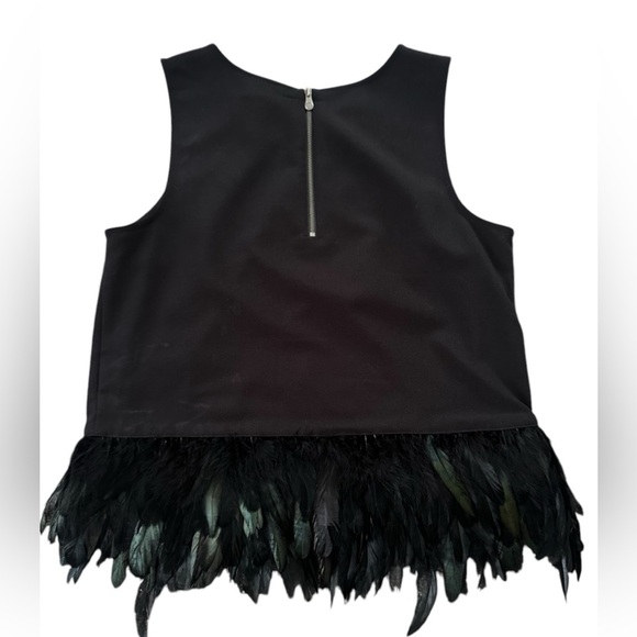 Like New-Nicole‎ Miller Black Feathered & Beaded Top - Size Medium - Picture 2 of 8